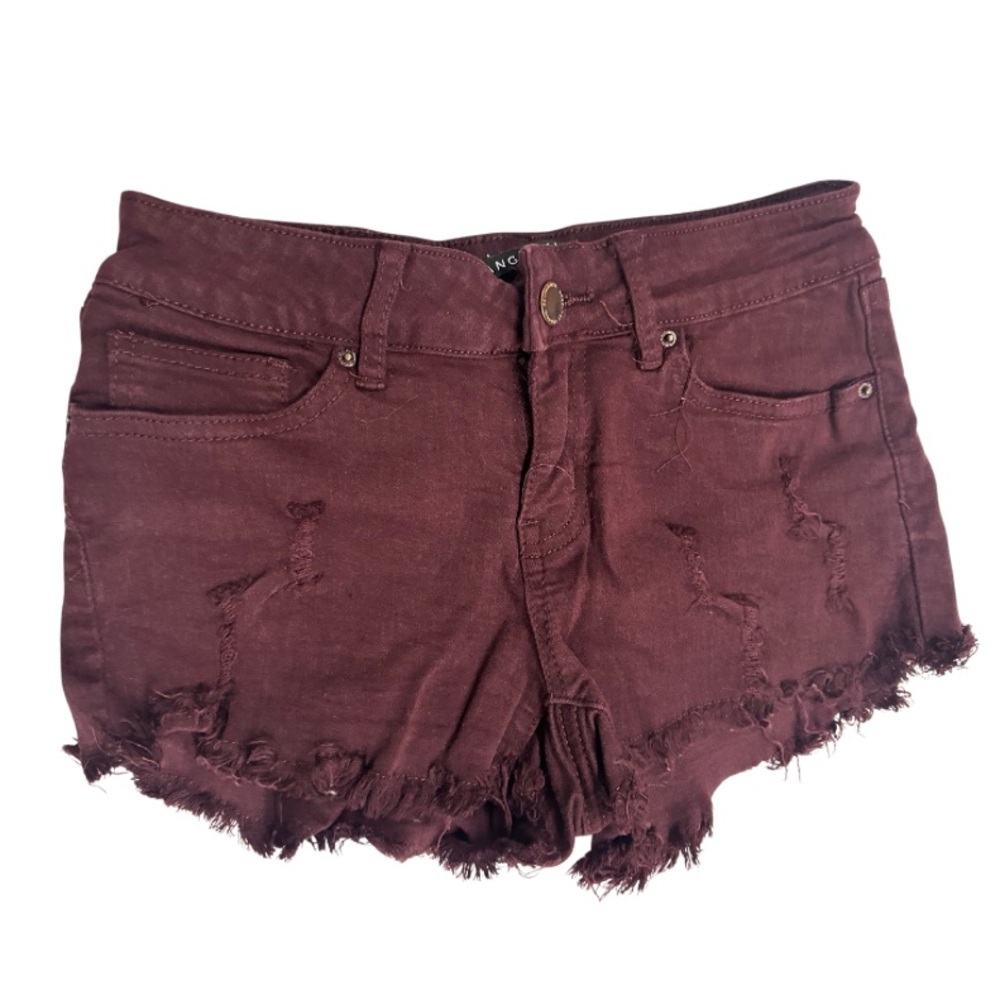 Denim Maroon Shorts